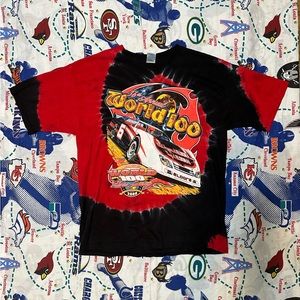 Vintage 2006 World 100 Racing Tie Dye Doubled Sided Heavy Crazy Graphic T Shirt